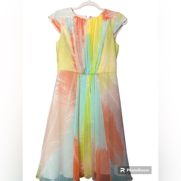 Vince Camuto dress, size 4.  Pastel colors draped and pleated.  Fully lined. - Picture 1 of 8
